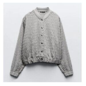 Gray Textured Bomber ZARA